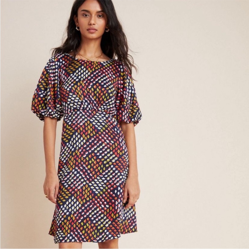 Anthropologie Maeve Melody Mini Dress Puff Short Sleeve Floral Print 4 $138